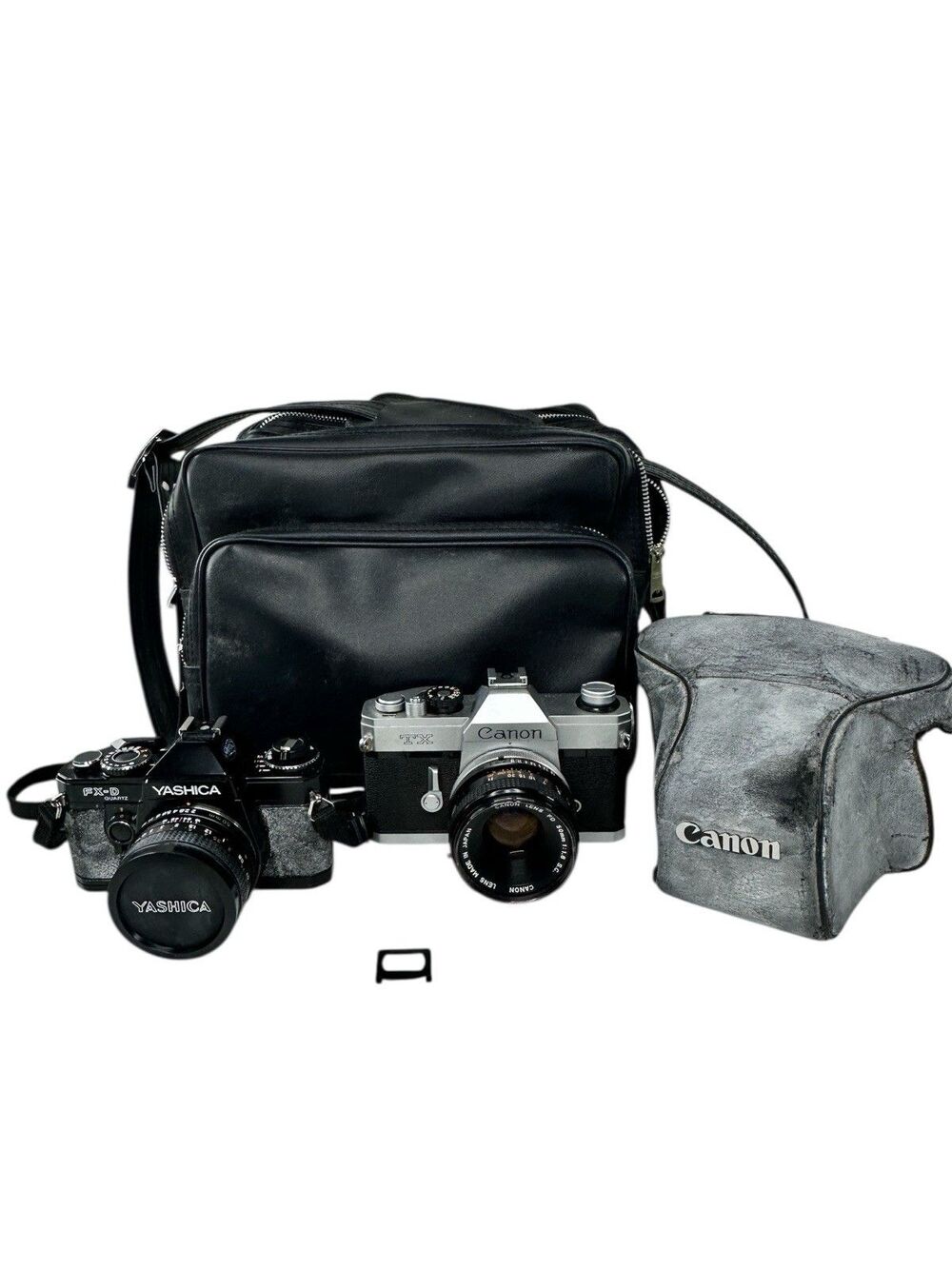 Canon TX & Yashica FX-D Quartz 35mm Film SLR Cameras Bundle LOT w/ Lenses & Bags